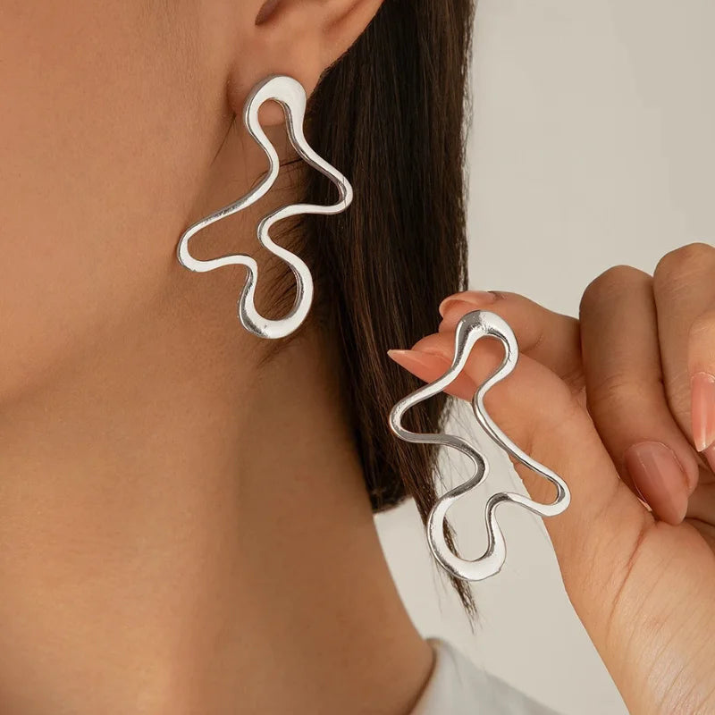 Irregular Simple Line Stud Earrings