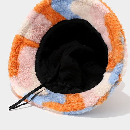 Cute Color Contrast Faux Sherpa Bucket Hat