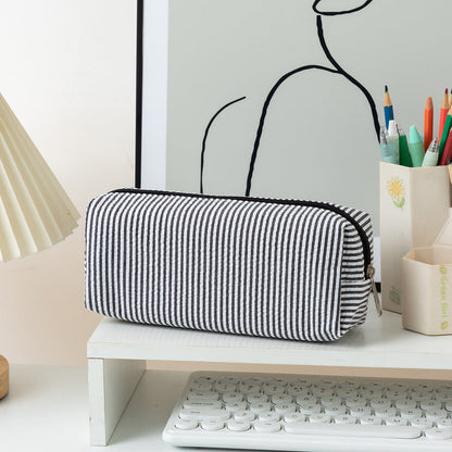 Color Block Striped Makeup Pencil Pouch