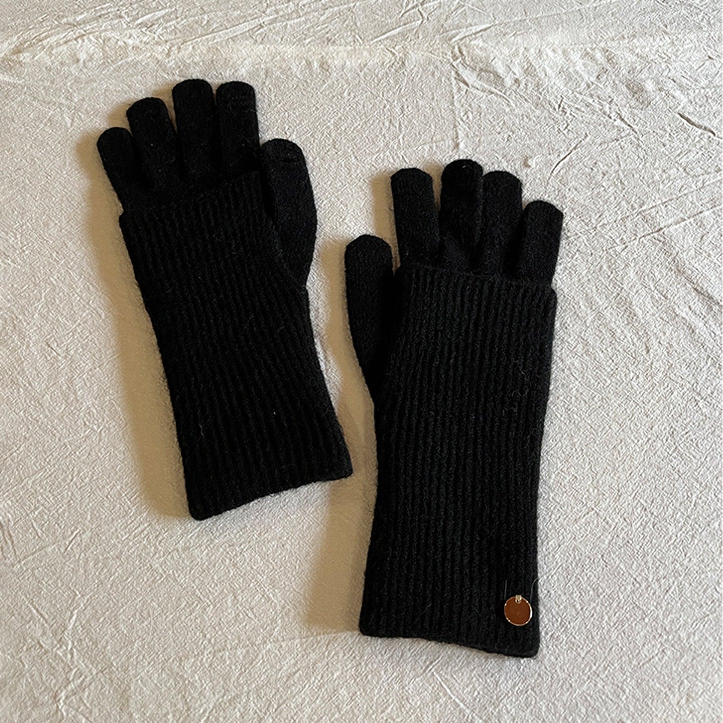 Convertible Wool Solid Color Warm Knit Gloves