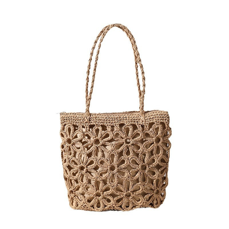 Flower Hollow Out Solid Color Shoulder Bag