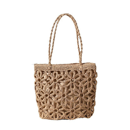 Flower Hollow Out Solid Color Shoulder Bag