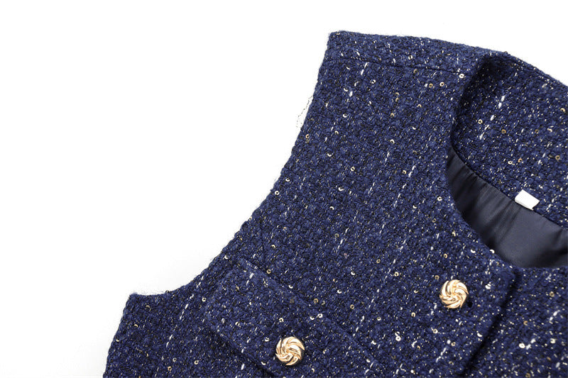 Elegant V-Neck Sleeveless Belt Waist Knit Vest