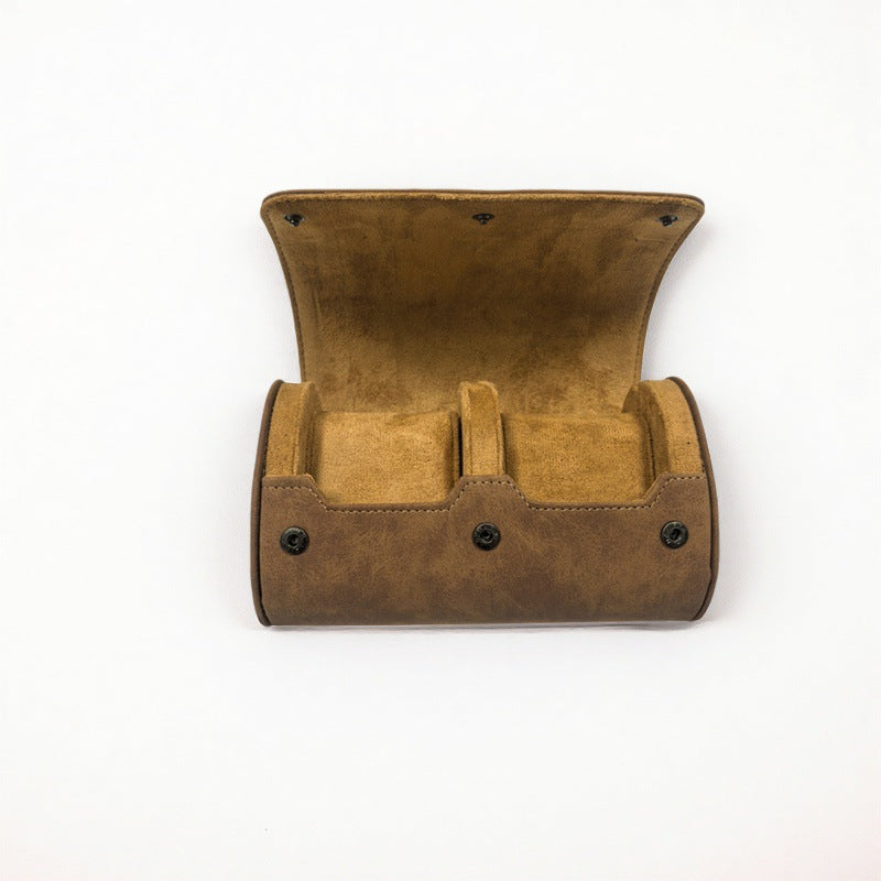 Solid Color PU Leather Watch Roll Case