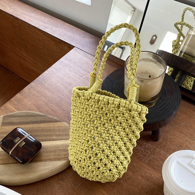 Hollow Out Simple Bucket Woven Bag