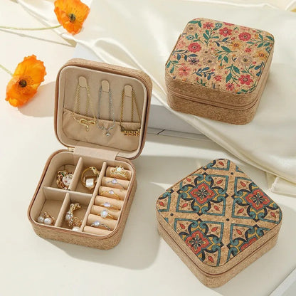 Soft Wood Print Zipper Jewelry Case