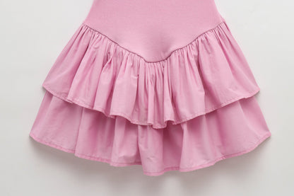 Simple Solid Color Halter Ruffle Dress