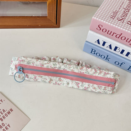 Flower Print Large Capacity Pencil Case Pouch