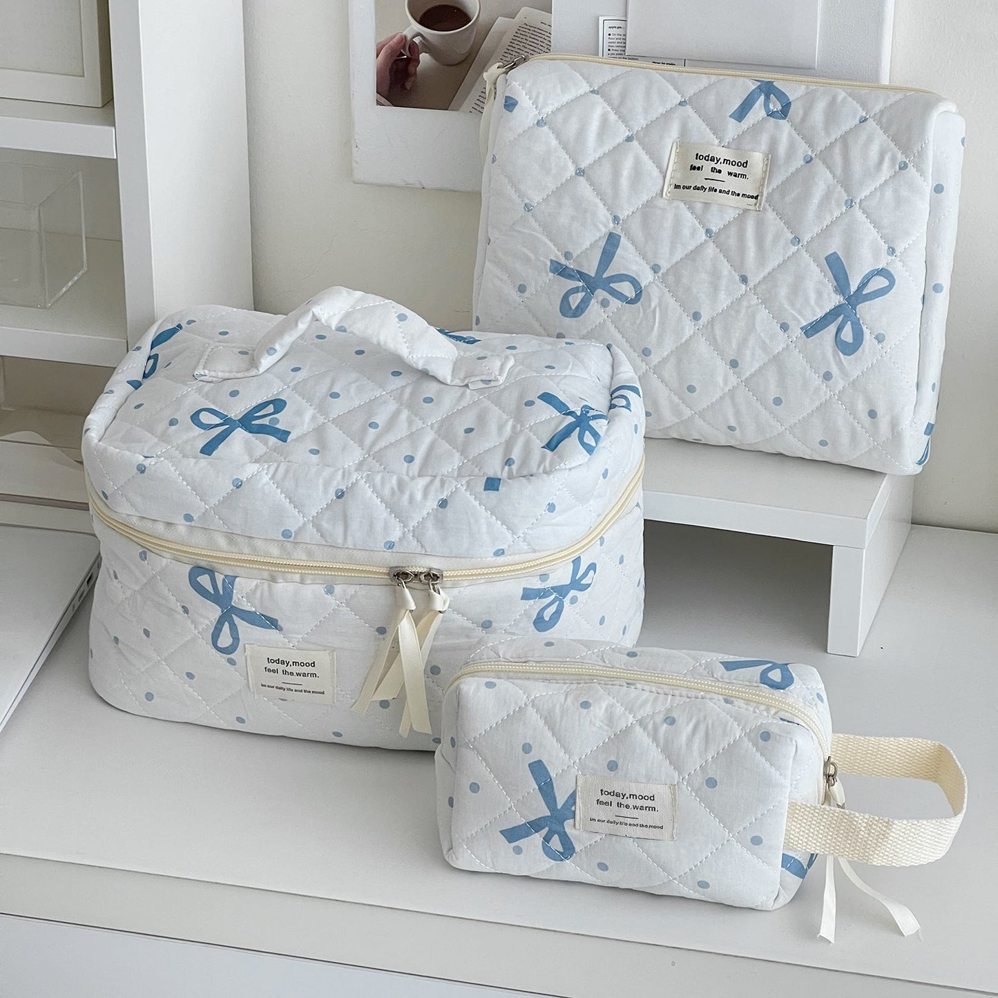 Bow Polka Dot Portable Make Up Bag