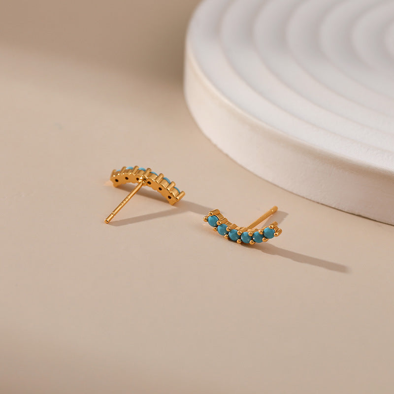 Simple Corlorful Turquoise Stud Earrings