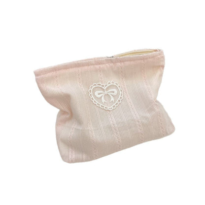 Simple Solid Color Bow Makeup Bag