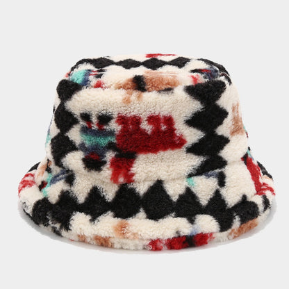 Casual Heart Pattern Soft Fuzzy Winter Bucket Hat