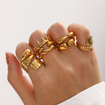 Irregular Adjustable Punk Simple Rings