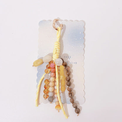 Cute Color Block Beaded Keychain Bag Charm