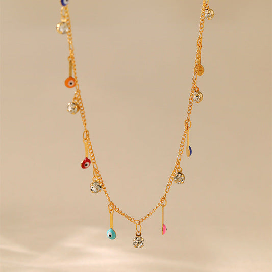 Colorful Eyes Pendant Vintage Splicing Necklace