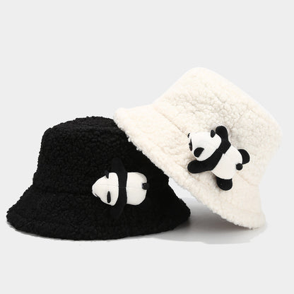 Cute Panda Sherpa Bucket Winter Hat