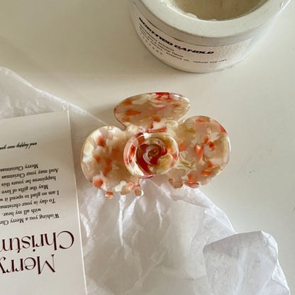 Cute Color Block Camellia Acetate Hair Claw