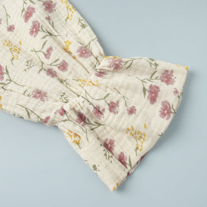 Floral Print V-Neck Button Up Pajamas Set