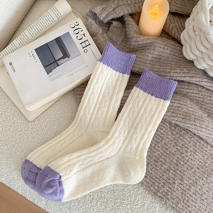 Color Block Twist Warm Thicken Socks