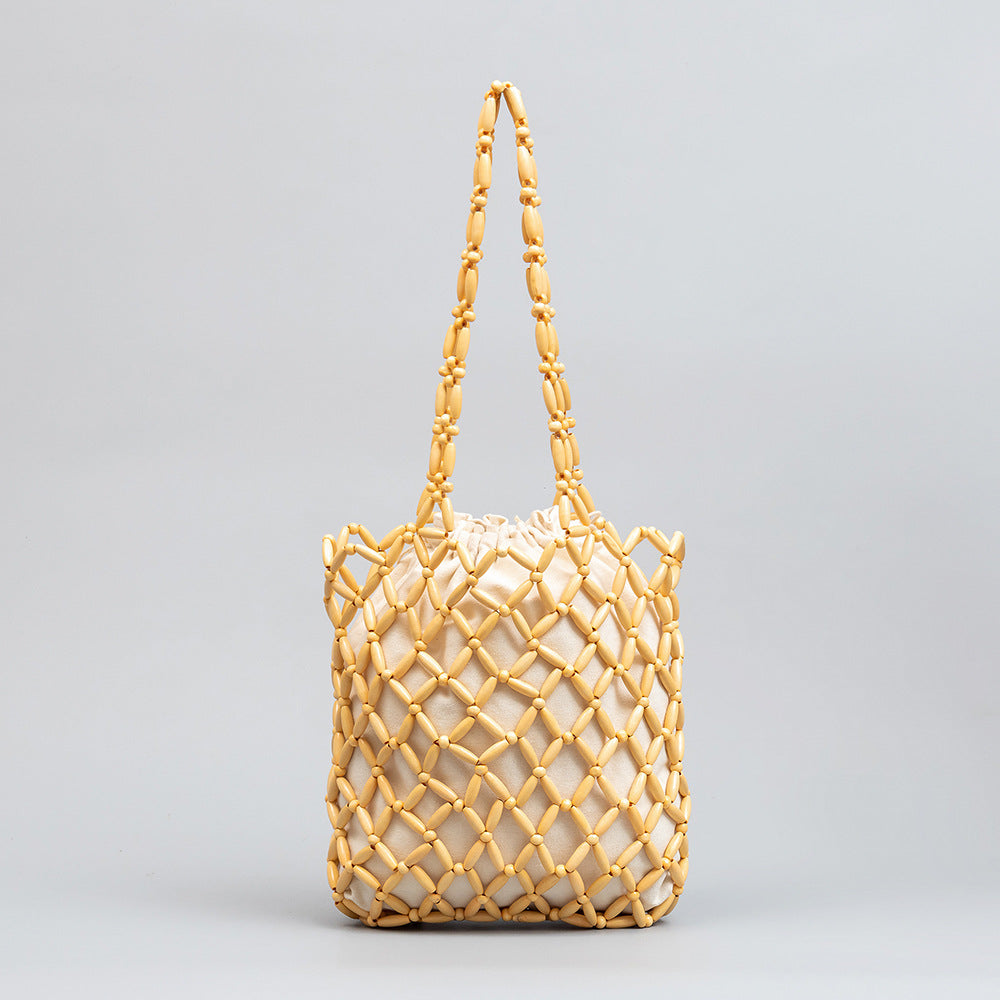 Wooden Bead Woven Handbags