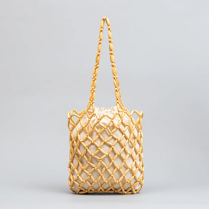 Wooden Bead Woven Handbags