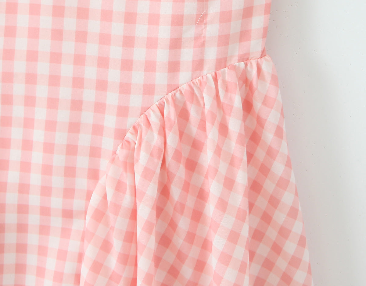 Sexy V-Neck Halter Plaid Maxi Dress