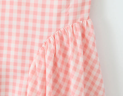 Sexy V-Neck Halter Plaid Maxi Dress