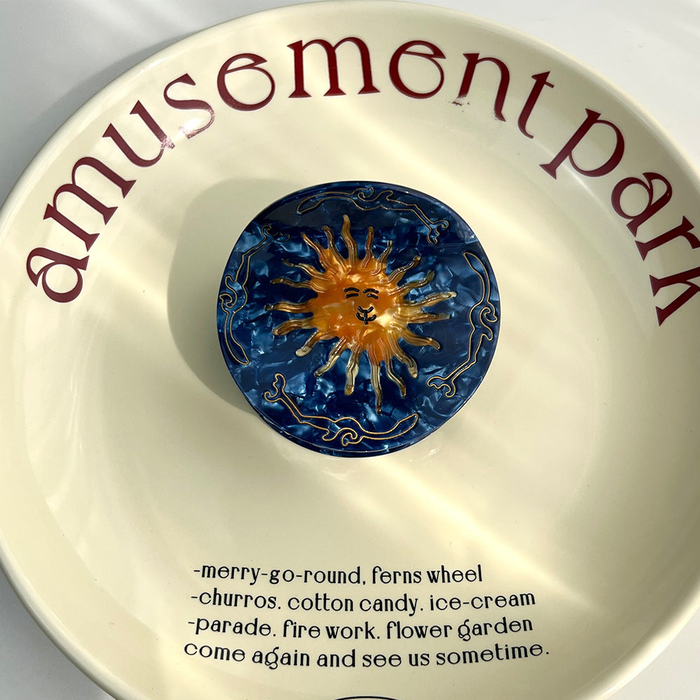 Sun Flower Round Acetate Claw Clip