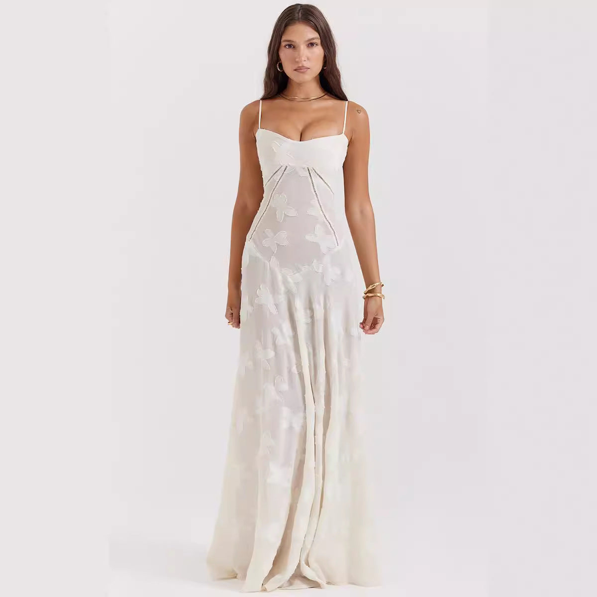 Backless String Tie Lace Sexy Long Dress