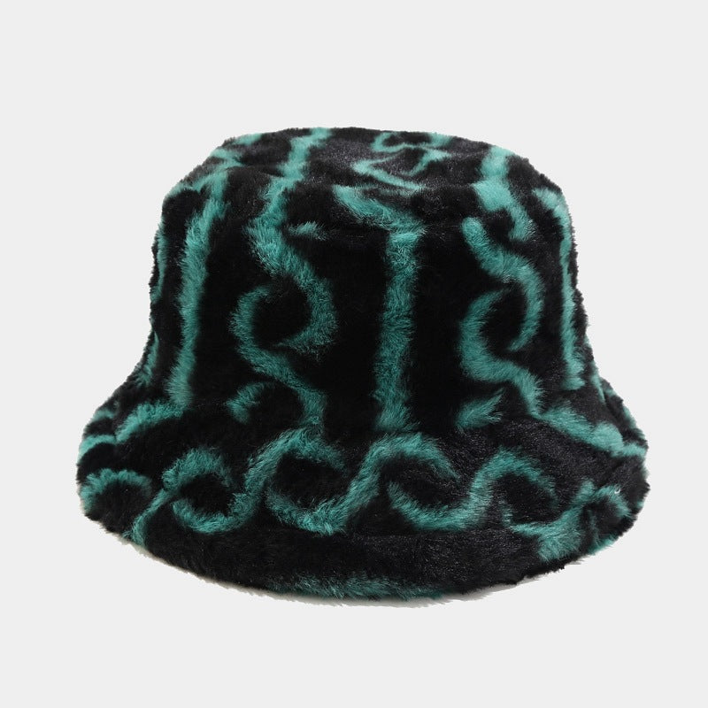 Striped Warm Plush Casual Bucket Hats