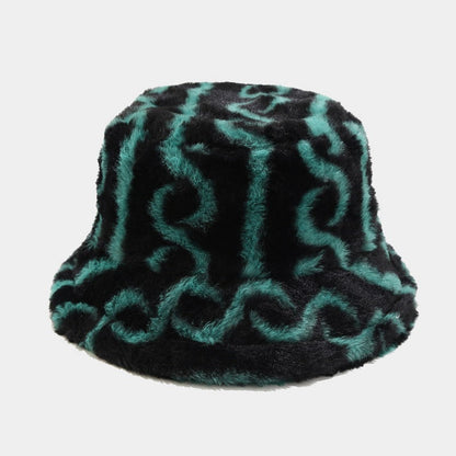 Striped Warm Plush Casual Bucket Hats