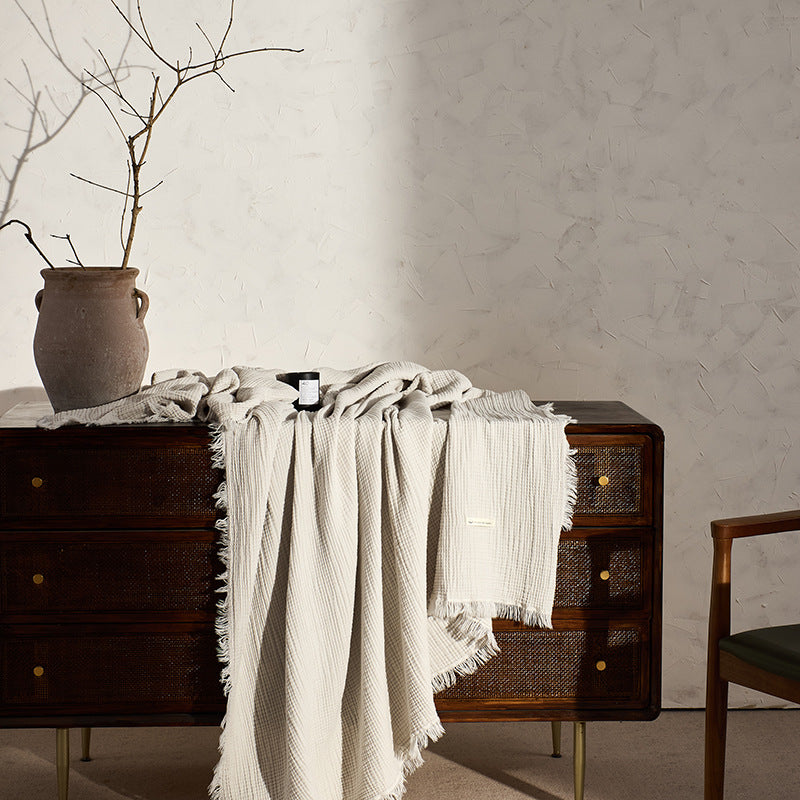 Retro Tassel Solid Color Soft Knit Blanket