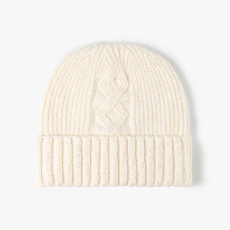 Solid Color Cable Knit Cuff Winter Beanie