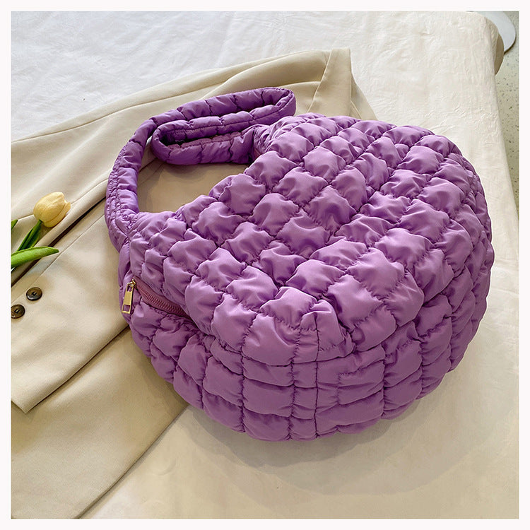 Solid Color Cloud Bag Puffer Shoulder Tote Bag