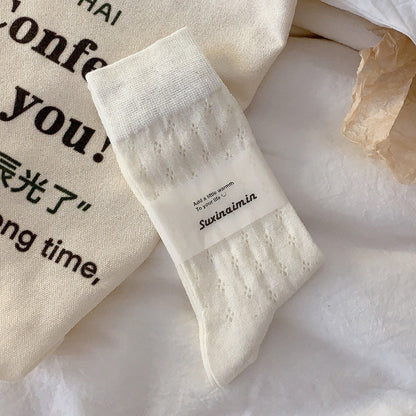 Solid Color Mesh Breathable Thin Socks