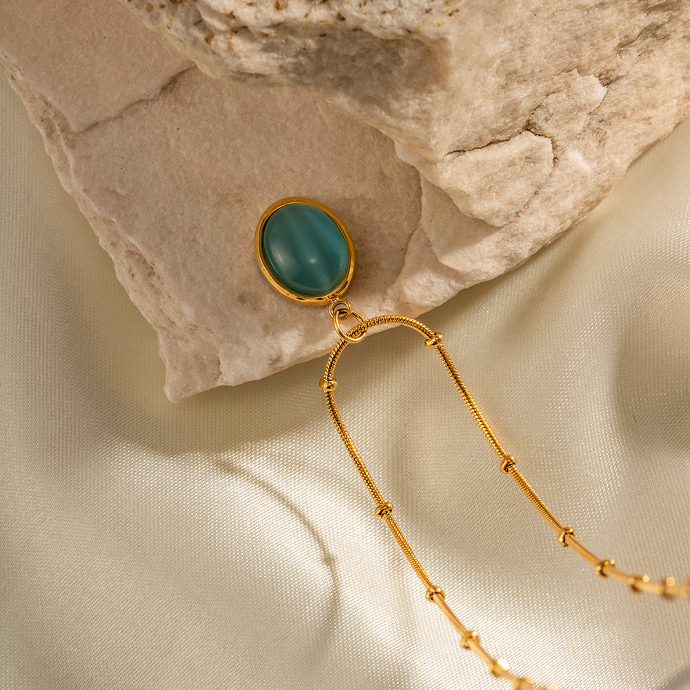 Vintage Blue Stone Pendant Necklace