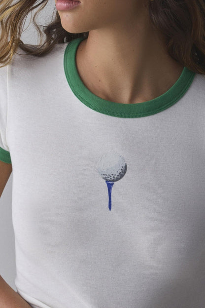 Color Block Print Ribbed Slim Tops