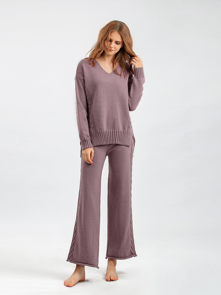 2+ V-Neck Side Split Knit Sets