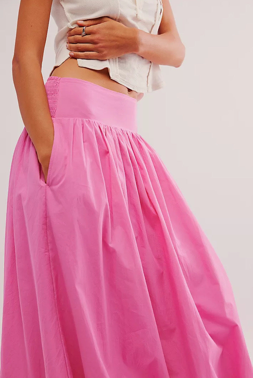 Solid Color Casual Maxi Lantern Skirt