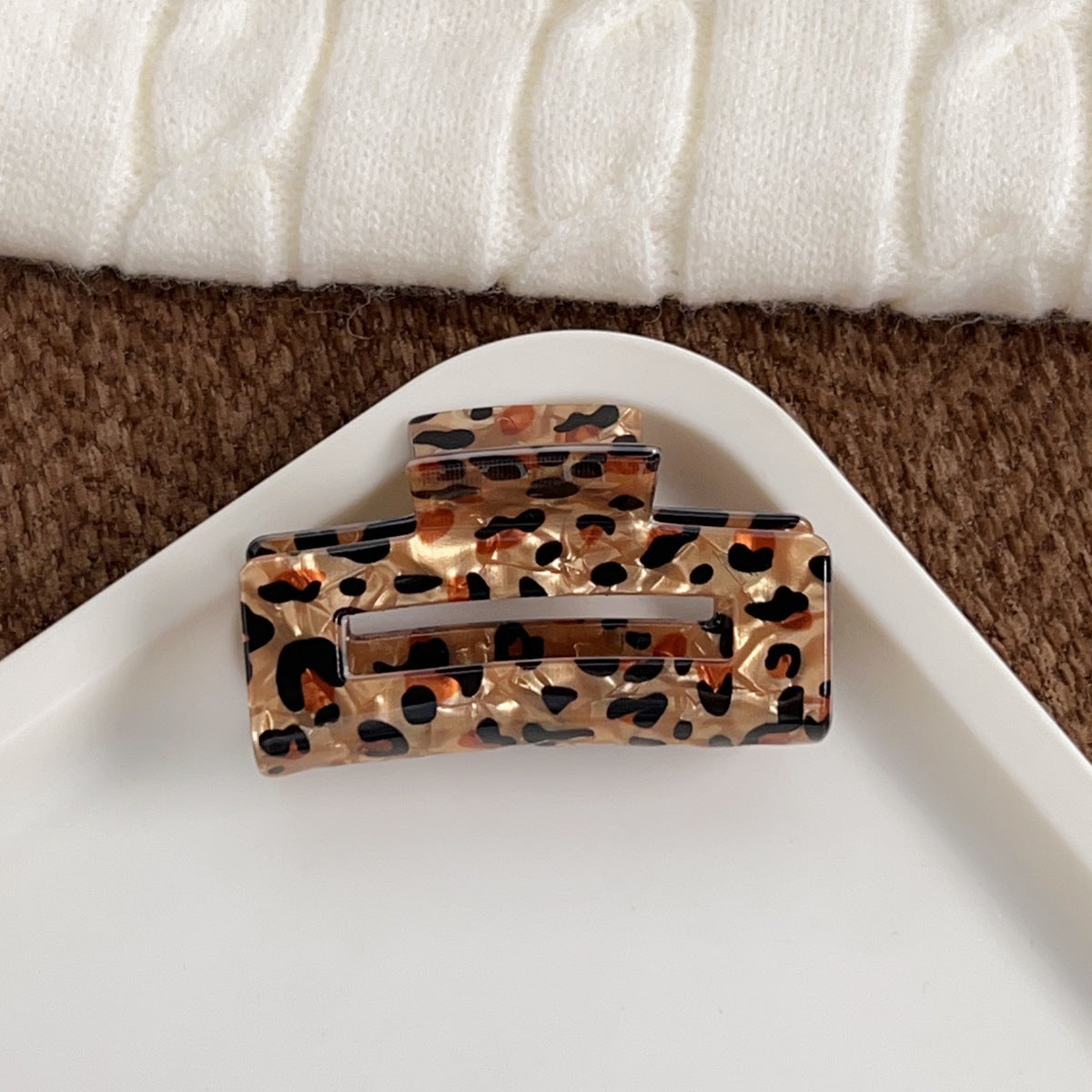 Vintage Leopard Large Square Hair Claws