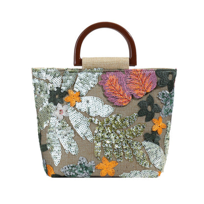 Colorful Sequin Embroidered Tote Bag