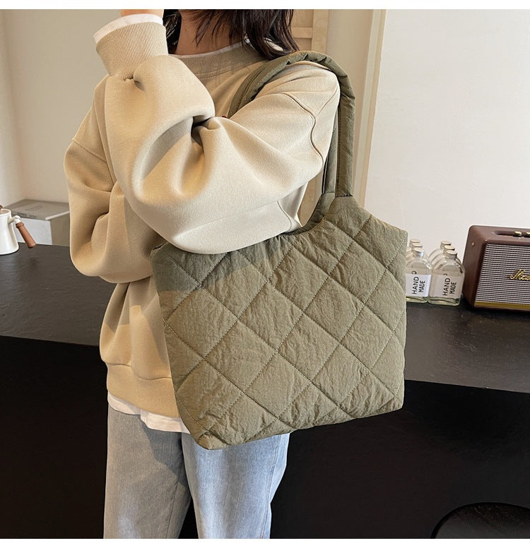 Solid Color Large Capacity Puffer Handbag