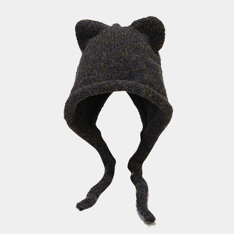 Cute Cat Ear Thermal Knit Beanie Hat