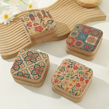 Soft Wood Print Zipper Jewelry Case