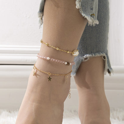 Pearl Star Tassel Anklet