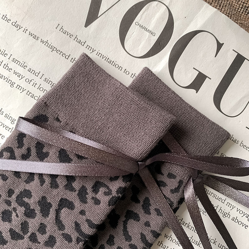 Leopard Bow Color Block Sweet Socks