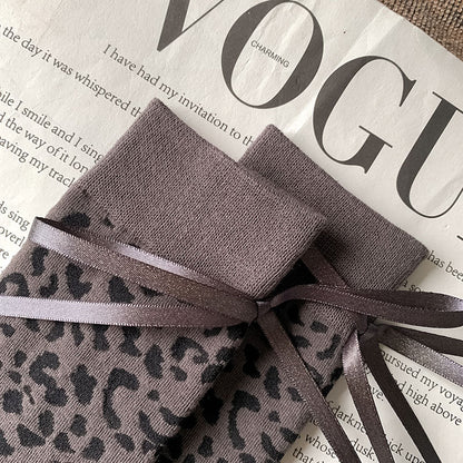 Leopard Bow Color Block Sweet Socks