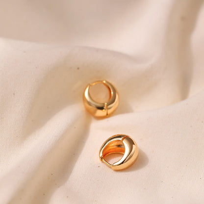 Vintage Simple Small Chunky Gold Hoop Earrings