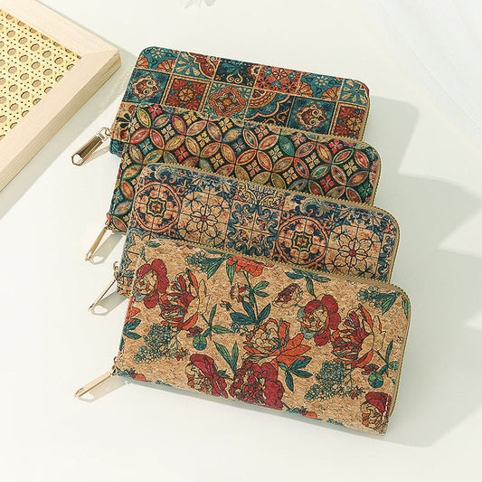 Vintage Print Card Cases Cork Wallets