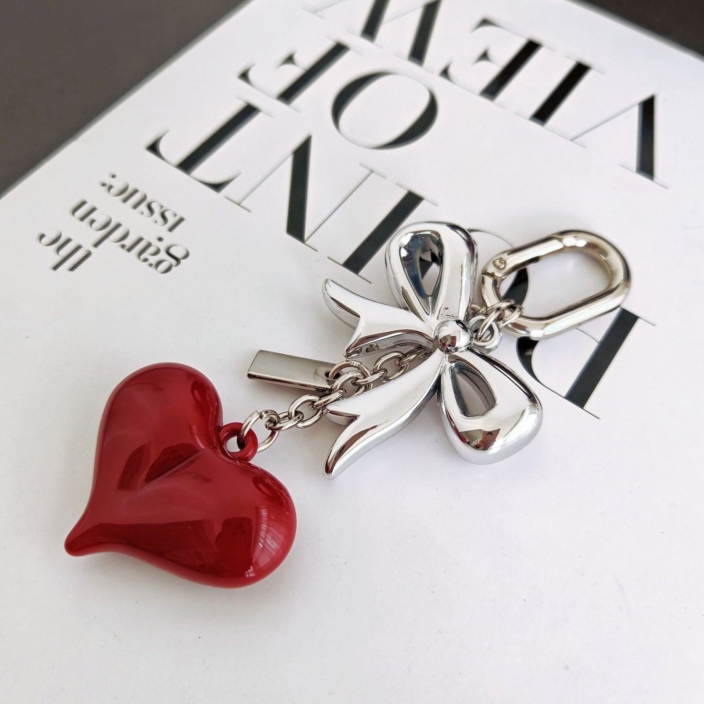 Elegant Bow Heart Keychain Bag Charm